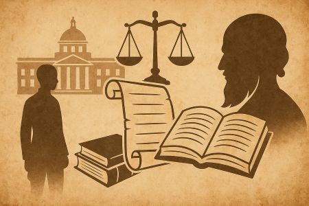 Illustration of an Indian scholar studying ancient manuscripts, symbolising the evolution of traditional knowledge through global exchange.