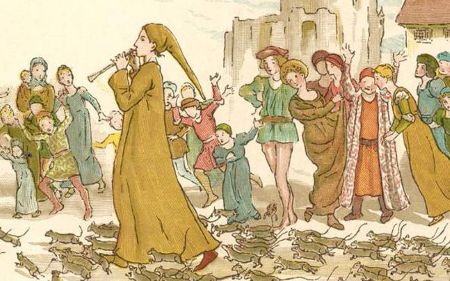 Illustration of the Pied Piper of Hamelin symbolizing voters following political promises in Bihar.