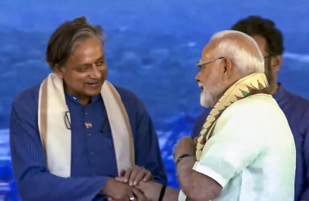 Shashi Tharoor with Narendra Modi 