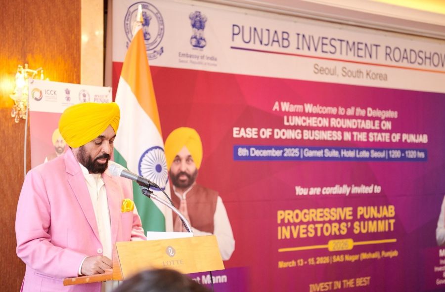 Bhagwant Mann during his South Korea visit to invite Korean companies to invest in Punjab