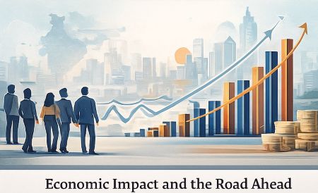 Image featuring economic growth indicators and a rising city skyline symbolising job creation and future labour market expansion.