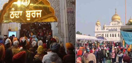 Devotees at Fatehgarh Sahib Gurudwara in Punjab