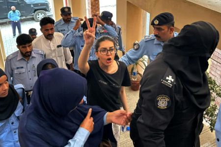Police detain human rights activist Imaan Mazari in Islamabad, August 2023