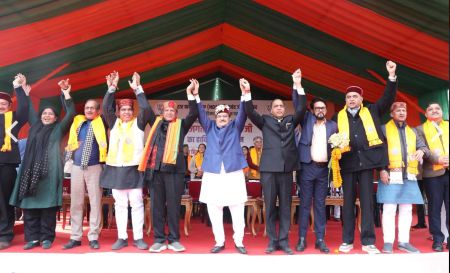 BJP leaders at Peterhof, Shimla during Abhinandan Samaroh