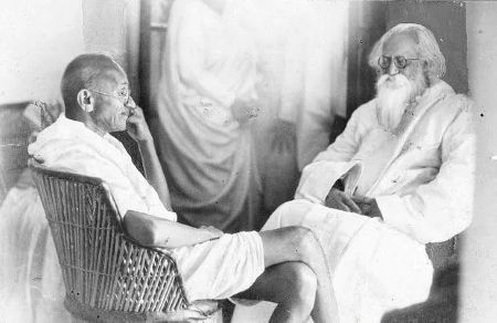 Mahatma Gandhi in conversation with Rabindranath Tagore