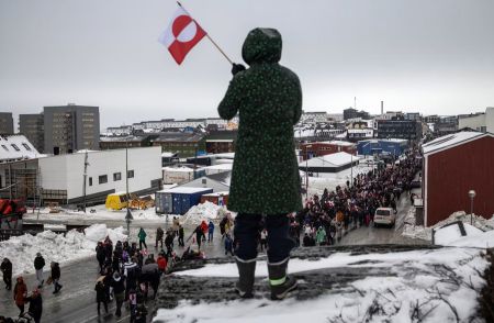 People protesting against Donald Trump in Nuuk, Greenland