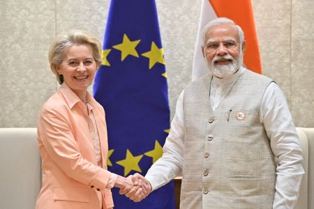 Indian Prime Minister Narendra Modi with EU Commission President Ursula von der Leyen