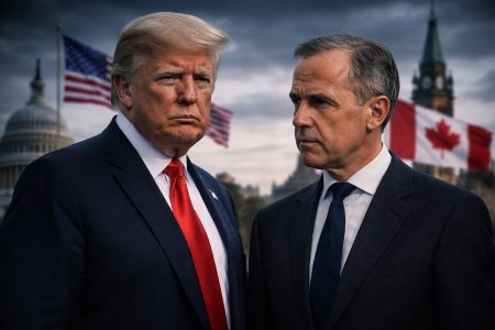 Donald Trump and Mark Carney in a tense diplomatic moment