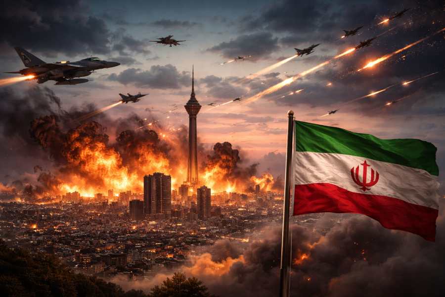Airstrikes over Tehran skyline amid Israel-Iran conflict