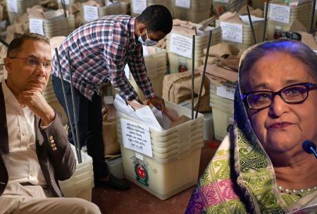 Bangladesh election officials counting ballots in 2026