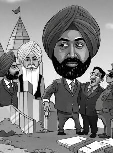 Political cartoon illustrating the convergence of spiritual authority, power and influence.