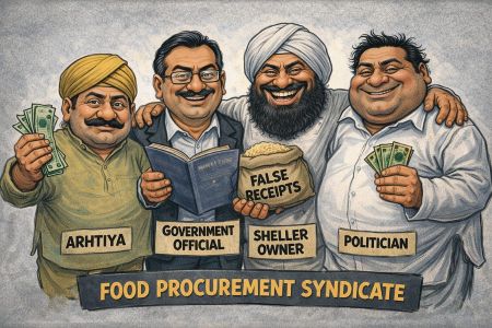 Illustration representing collusion in foodgrain procurement