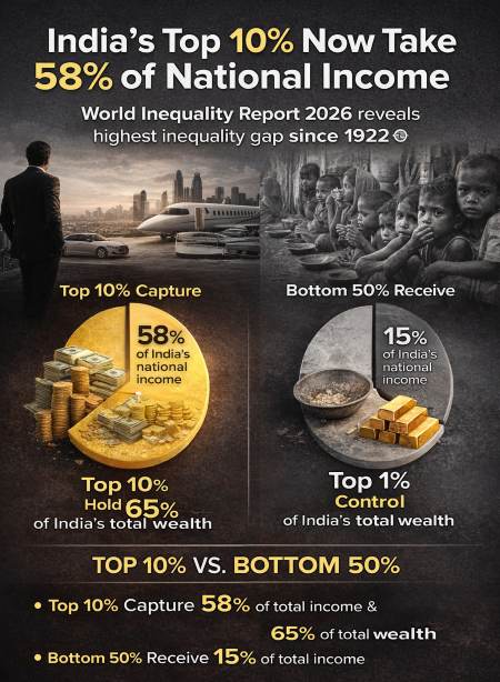 India wealth inequality comparison chart