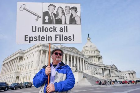Protest demanding public release of Epstein investigation files