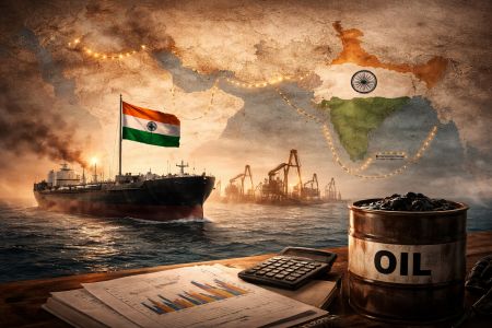 Oil tanker and energy trade route map