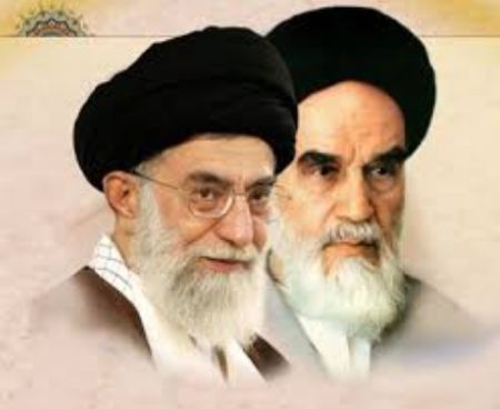 Ayatollah Khomeini and Ali Khamenei 
