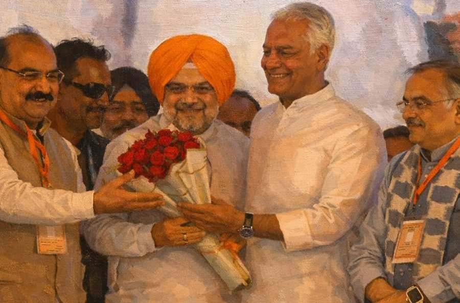 Amit Shah with BJP leaders at Moga rally