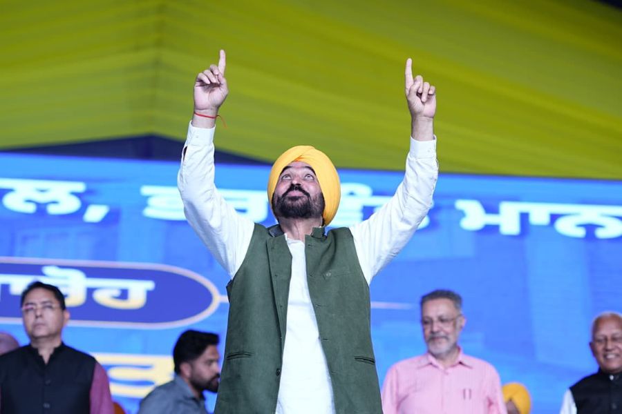Bhagwant Mann addressing rally