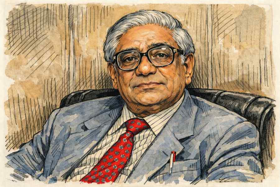 Illustration portrait of veteran editor H.K. Dua