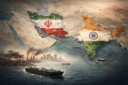 Map showing India-Iran maritime route